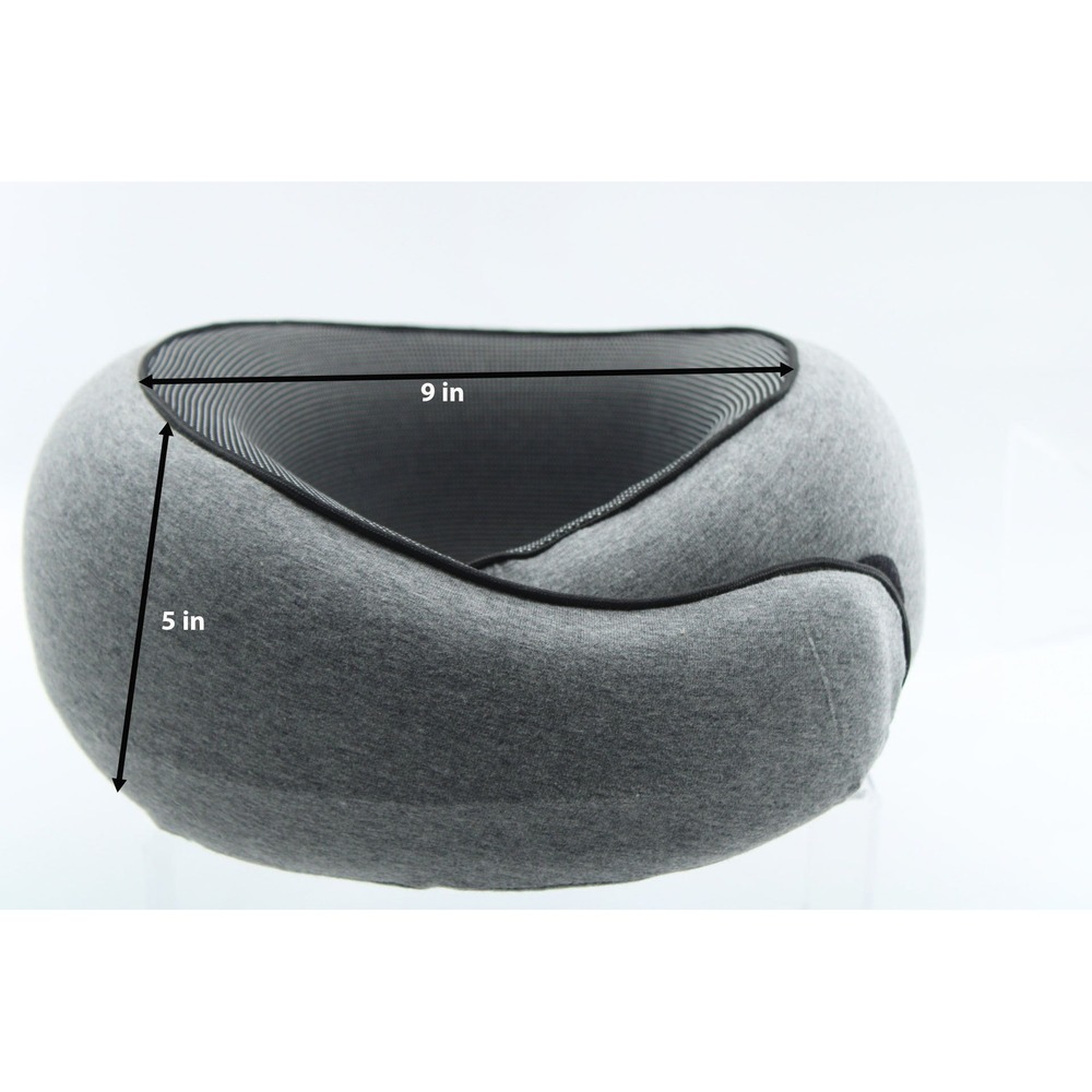 BELLPO Memory Foam Travel Neck Pillow Grey Ergonomic 360 Support Airplane Car